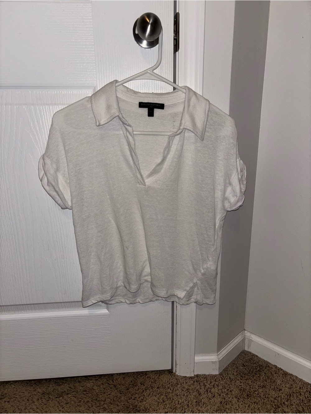 Banana Republic White Polo-Style Crop Top